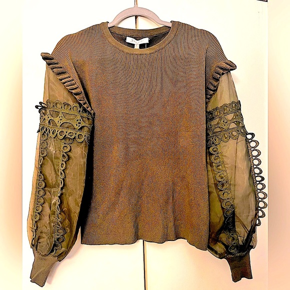 Sioni Sweaters - Olive green fancy sweater BNWT